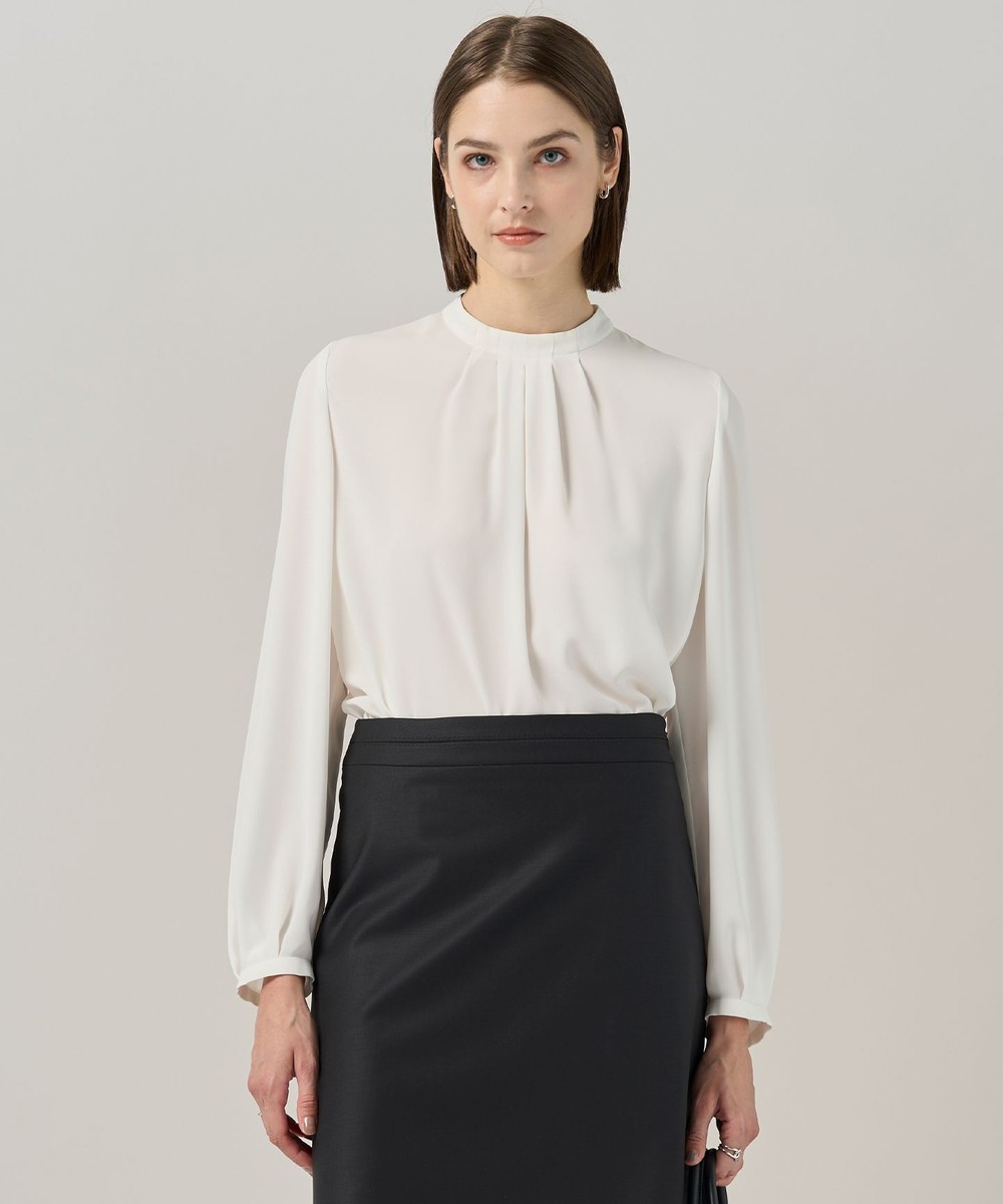 【オンワード】 ICB>トップス 【接触冷感・UVケア・速乾・洗える】BackSatinAmunzen ハイネックブラウス オフホワイト XS レディース 【オンワード】 ICB>トップス 【接触冷感・UVケア・速乾・洗える】BackSatinAmunzen ハイネックブラウス オフホワイト XS レディース