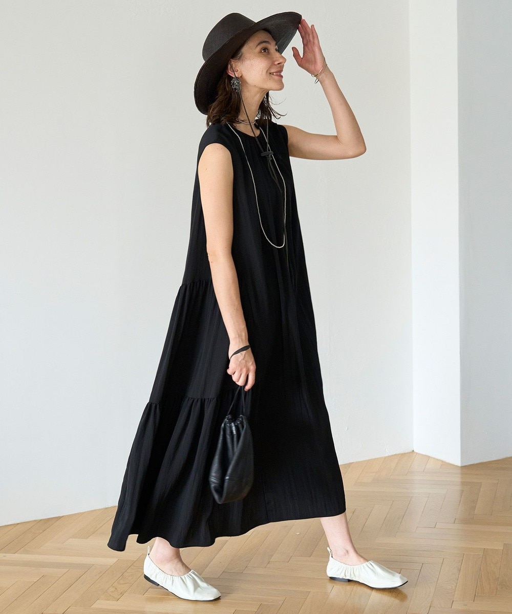 【洗える】ワッシャ―ティア―ドワンピース