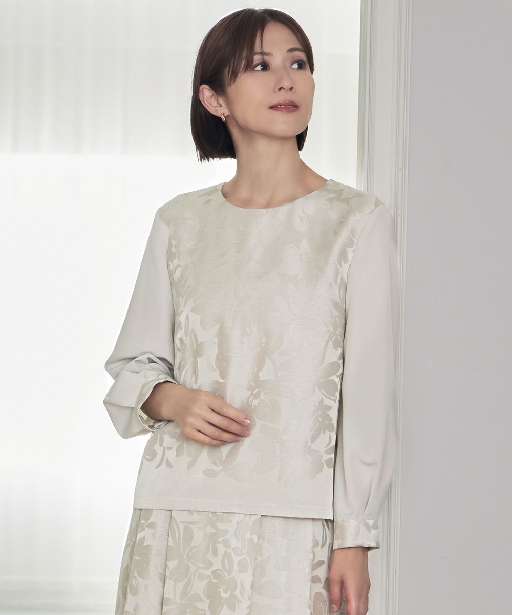 【オンワード】 自由区>トップス 【カタログ掲載・セットアップ対応・洗える】フラワーオパールプルオーバー ブラウス ベージュ 38 レディース 【オンワード】 自由区>トップス 【カタログ掲載・セットアップ対応・洗える】フラワーオパールプルオーバー ブラウス ベージュ 38 レディース