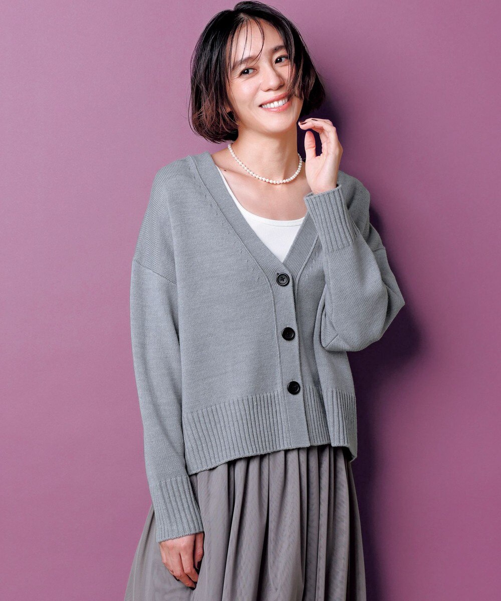 【洗える】クロップド Vネック カーディガン