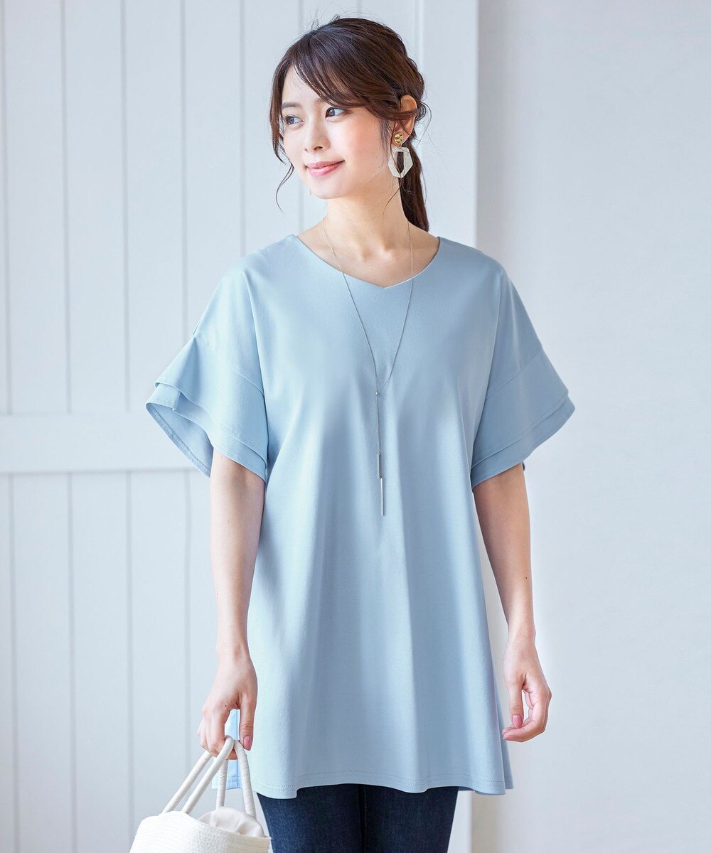 【洗える】ストレスフリーで着用できるフレア袖カットソーチュニック
