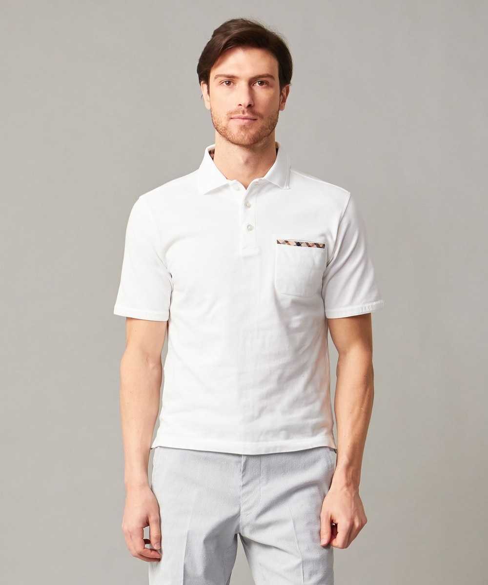 【オンワード】 DAKS>トップス 【WEB & 一部店舗限定】カノコDAKSロゴテープ ポロシャツ ホワイト S メンズ 【送料無料】