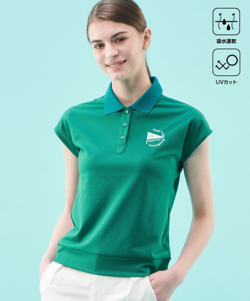 【オンワード】 23区GOLF>トップス 【WOMEN】【吸水速乾/UVカット】メッシュフレンチポロシャツ パイングリーン 2 レディース