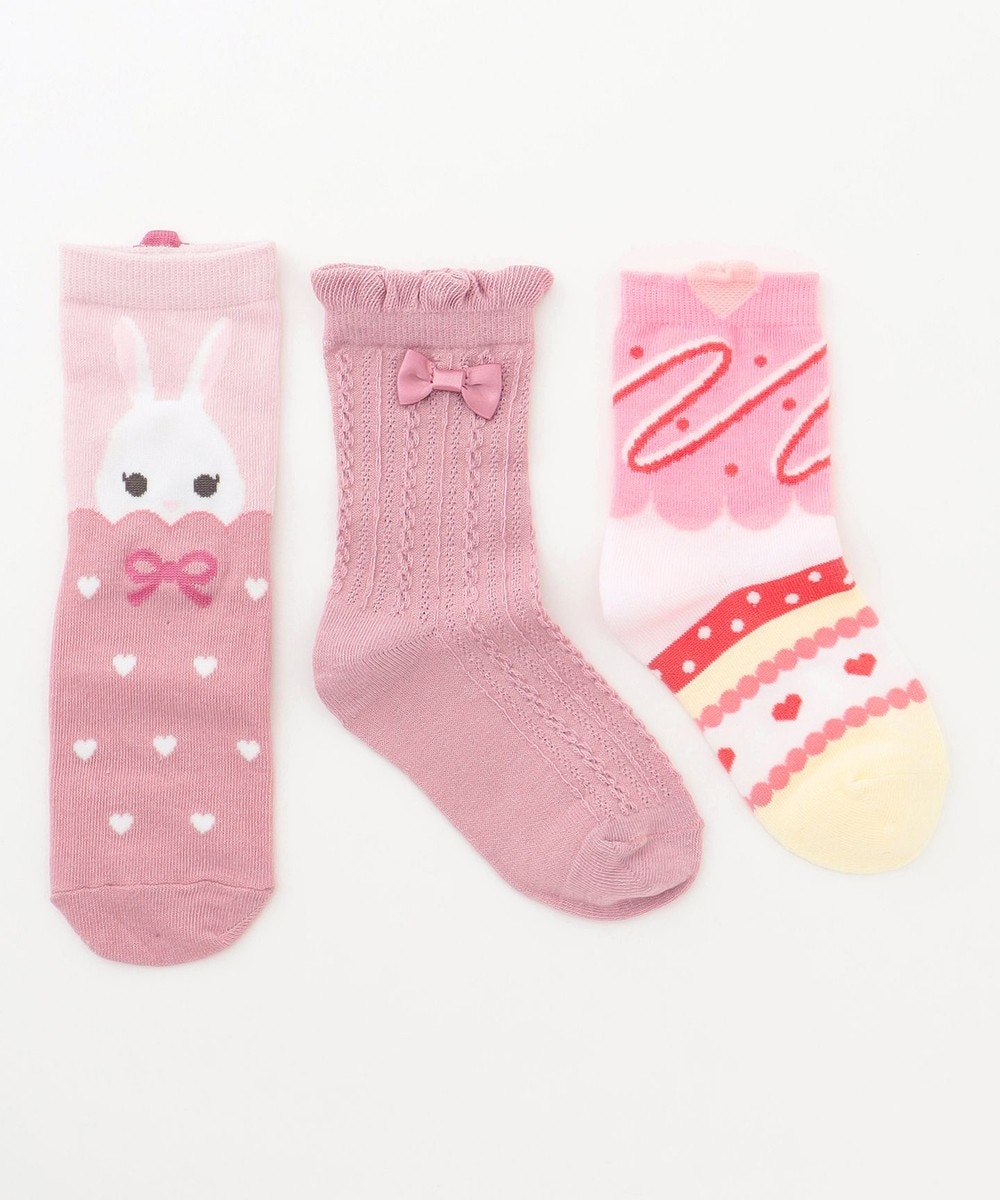 【オンワード】 any FAM KIDS>レッグウェア 【3点セット】ソックス (ウサギ) ピンク M(15～19cm) キッズ