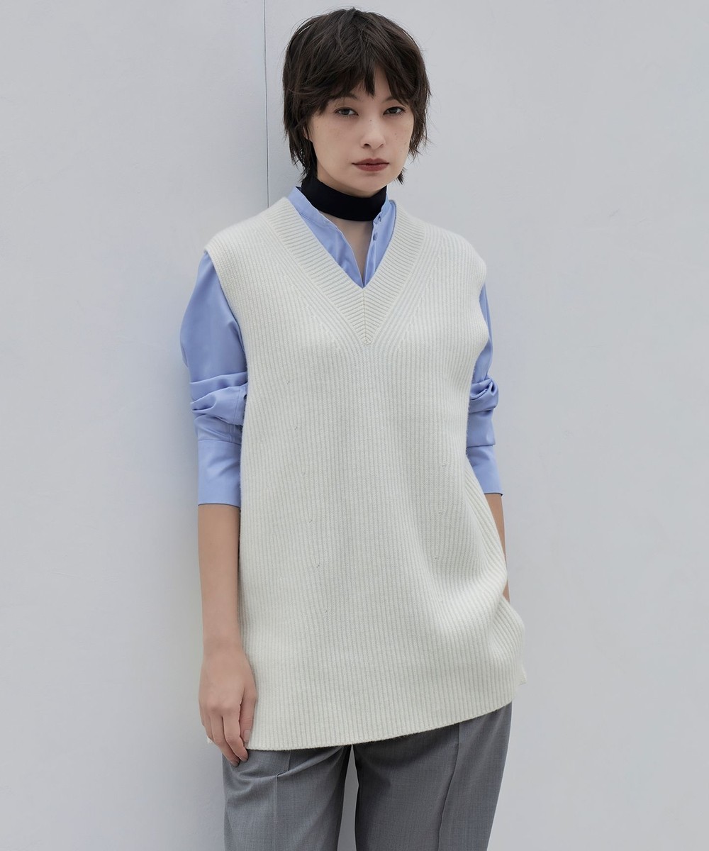 【オンワード】 ICB>トップス 【洗える】ソフトカシミヤミックス ニットベスト オフホワイト XS レディース 【オンワード】 ICB>トップス 【洗える】ソフトカシミヤミックス ニットベスト オフホワイト XS レディース