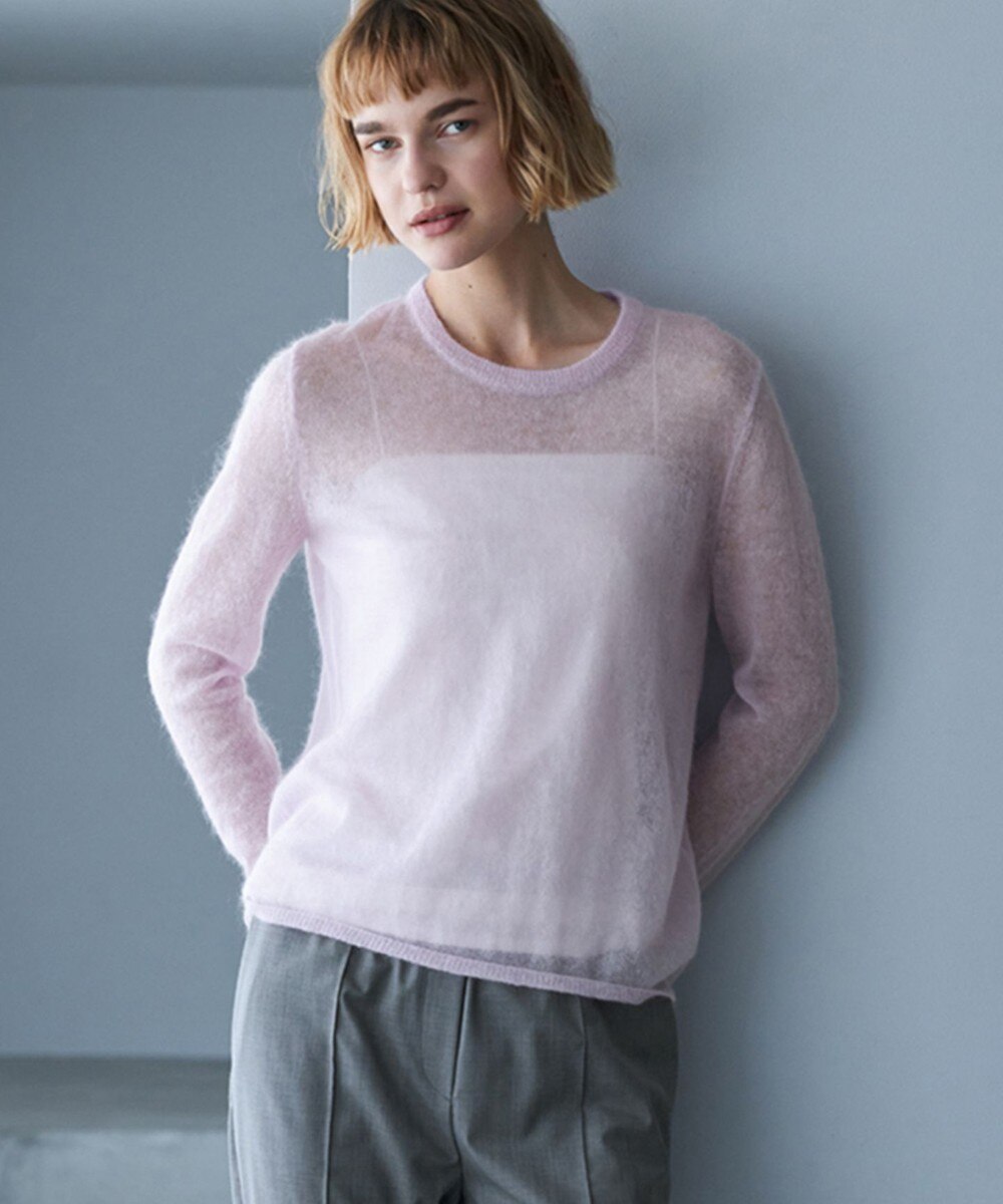 【オンワード】 ICB>トップス 【洗える】 シルキーシアーモヘヤ ニットプルオーバー シェルピンク S レディース