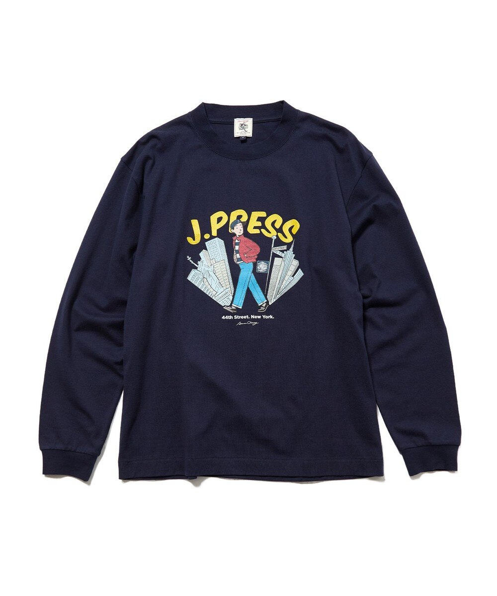 【オンワード】 J.PRESS MEN>トップス 【AaronChang】【UNISEX】プリントロングスリーブ Tシャツ ネイビー S メンズ
