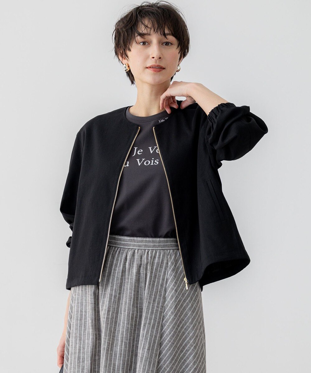 【オンワード】 23区>ジャケット/アウター 【洗える】リネンレーヨンストレッチ ブルゾン ブラック 38 レディース 【オンワード】 23区>ジャケット/アウター 【洗える】リネンレーヨンストレッチ ブルゾン ブラック 38 レディース