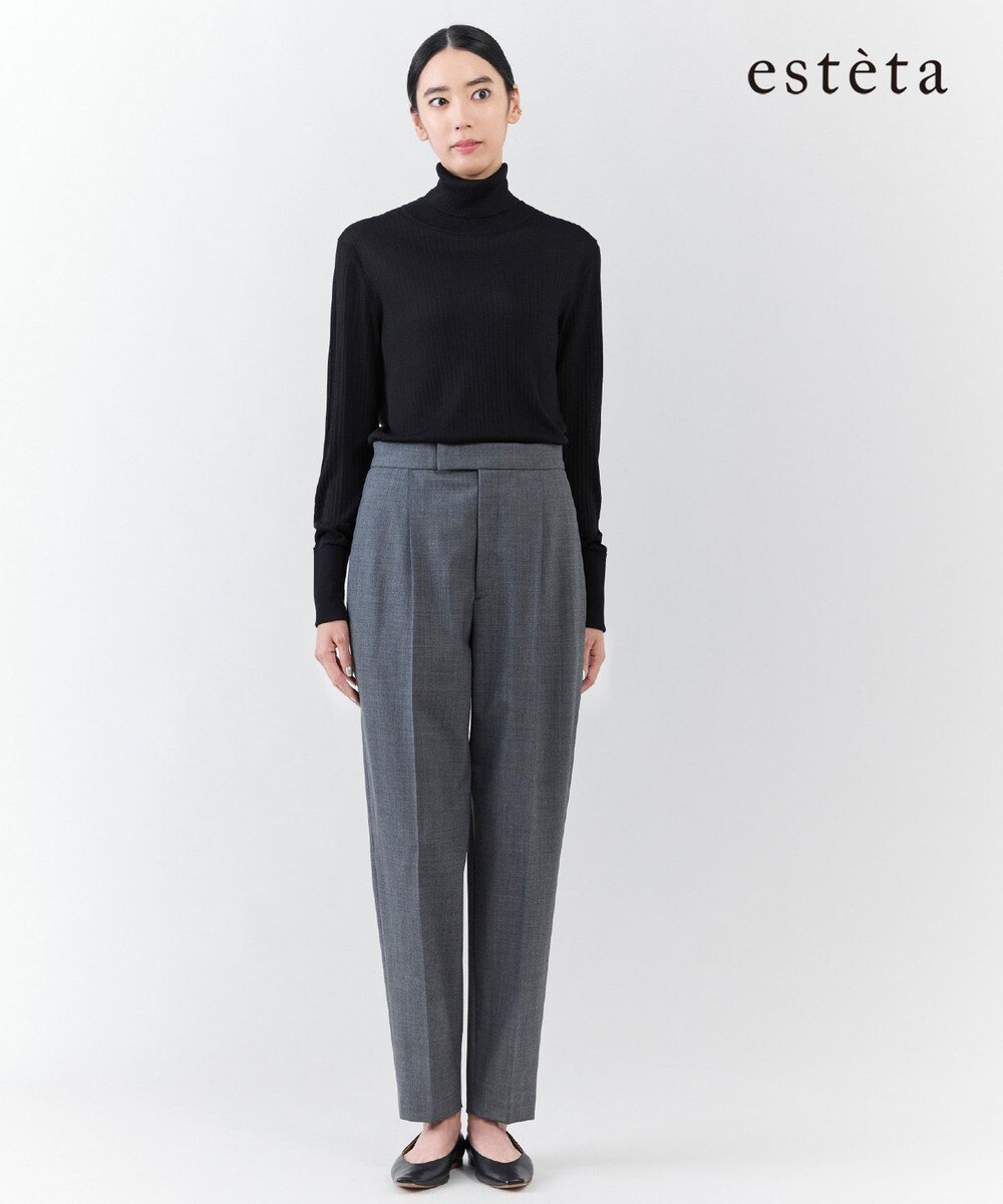 【オンワード】 23区 L（大きいサイズ）>パンツ 【エステータ】ウールトロドライストレッチ タックテーパード パンツ グレー 44 レディース