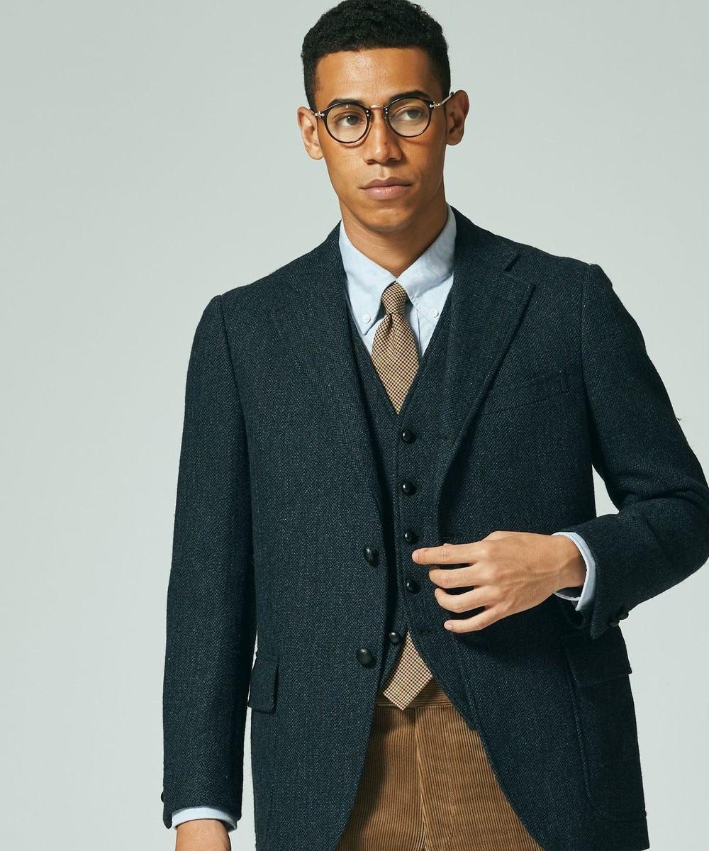 【オンワード】 J.PRESS MEN>ジャケット/アウター 【J.PRESS BASIC】LAVEROCK TWEED ヘリンボンツイードジャケット カーキ A5 メンズ 【送料無料】