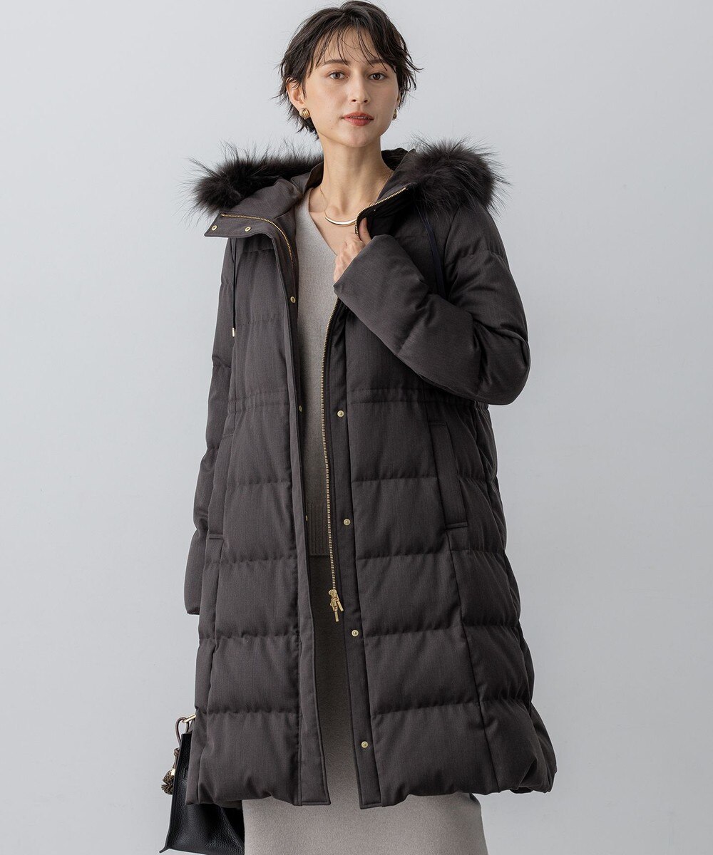 【オンワード】 23区>ジャケット/アウター 【撥水加工】ブライトウール ロングダウンコート ブラウン 38 レディース