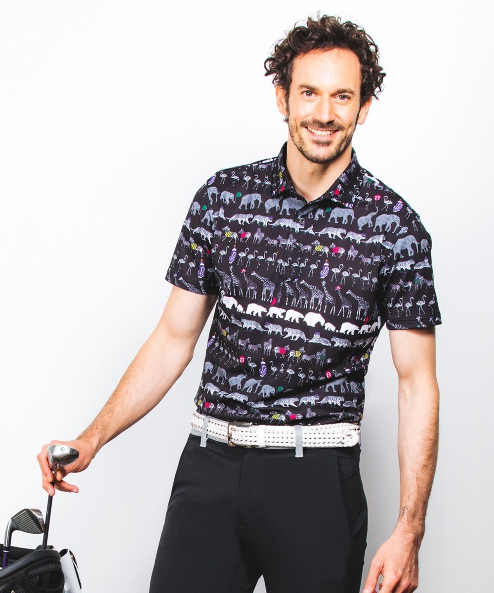 【オンワード】 23区GOLF>トップス 【MEN】【UV/吸汗速乾】オリジナルパレードプリント ストレッチメッシュ シャツ ホワイト LL メンズ 【送料無料】