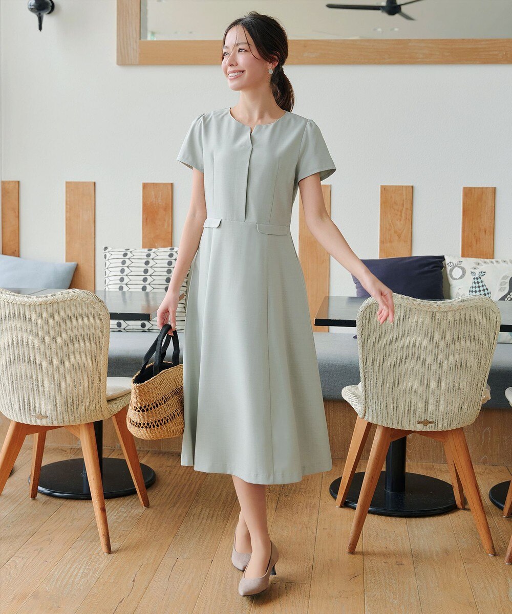 【小倉優子さん着用・洗える】フラップ付きミディアム丈フレアワンピース