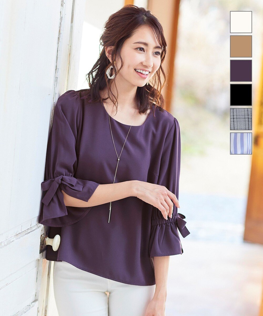 【洗える】幅広く活躍が期待できるリボン袖ブラウス