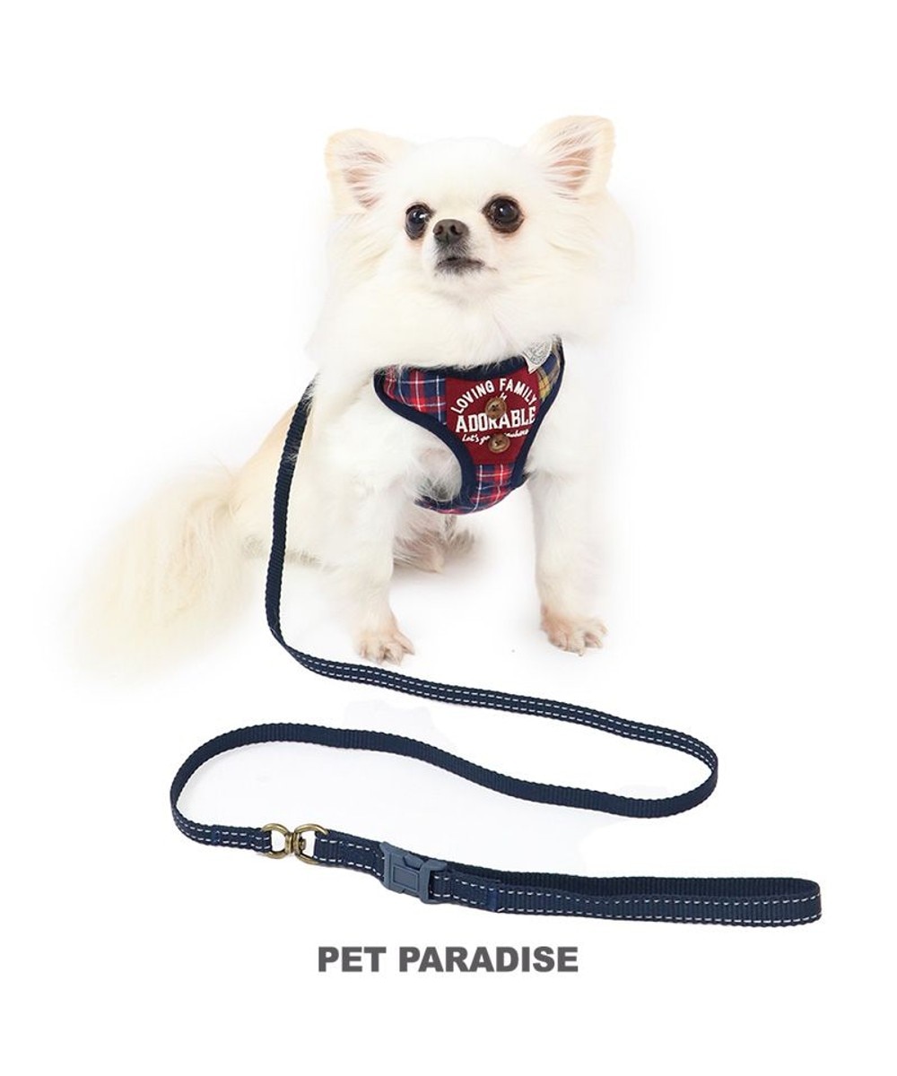 PET PARADISE>ペットグッズ 犬 ハーネスリード 【４Ｓ】 【３Ｓ】 赤チェック 赤 ３Ｓ