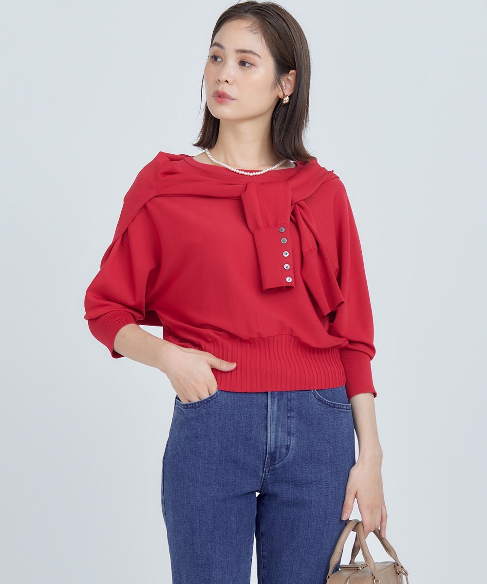 【オンワード】 組曲 L(大きいサイズ)>トップス 【5色展開・UVケア】スタイルアップ ドルマンスリーブ ニット チェリーレッド 5 レディース 【オンワード】 組曲 L(大きいサイズ)>トップス 【5色展開・UVケア】スタイルアップ ドルマンスリーブ ニット チェリーレッド 5 レディース