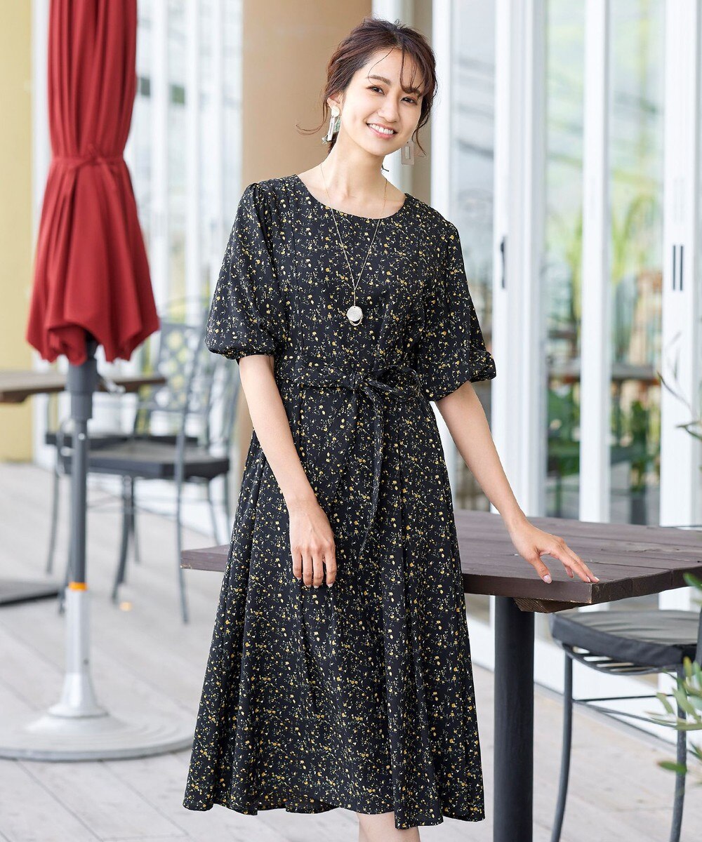 【洗える】体型カバーも叶うAラインぽよん袖ロングワンピース