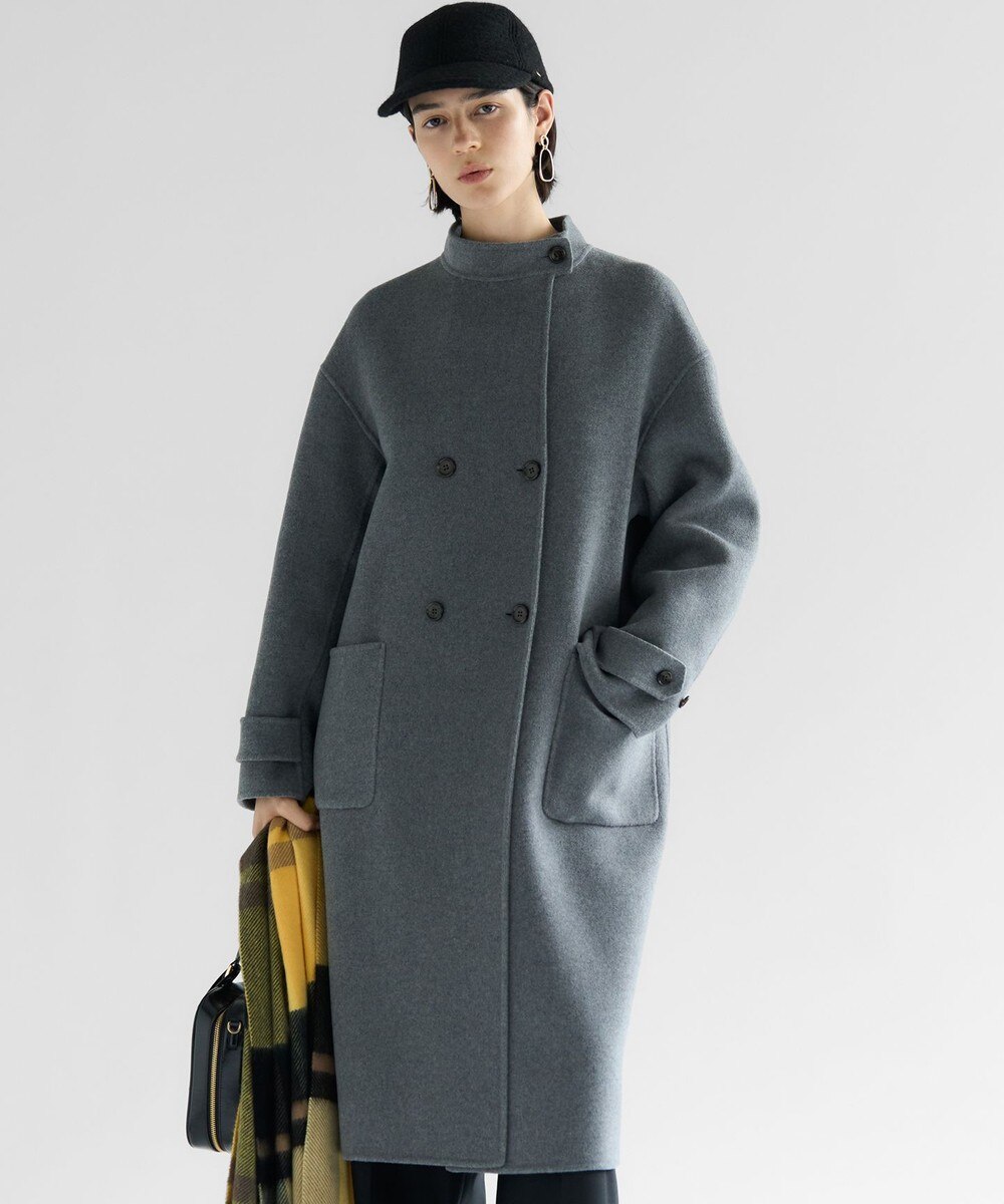 【オンワード】 23区 L（大きいサイズ）>ジャケット/アウター MANTECOPureリバー スタンドカラーコート ミディアムグレー 44 レディース