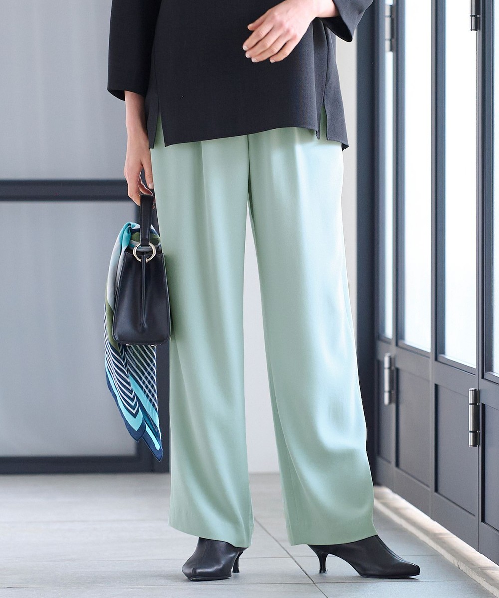 【オンワード】 自由区 L(大きいサイズ)>パンツ 【セットアップ対応・洗える】トリアセジョーゼット パンツ ライトグリーン 44 レディース 【オンワード】 自由区 L(大きいサイズ)>パンツ 【セットアップ対応・洗える】トリアセジョーゼット パンツ ライトグリーン 44 レディース