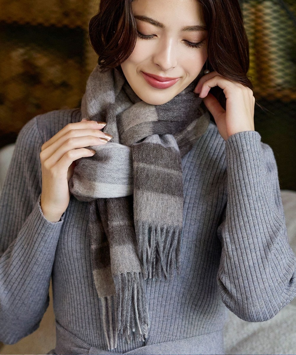 【ウール100%】フリンジ付きマフラー
