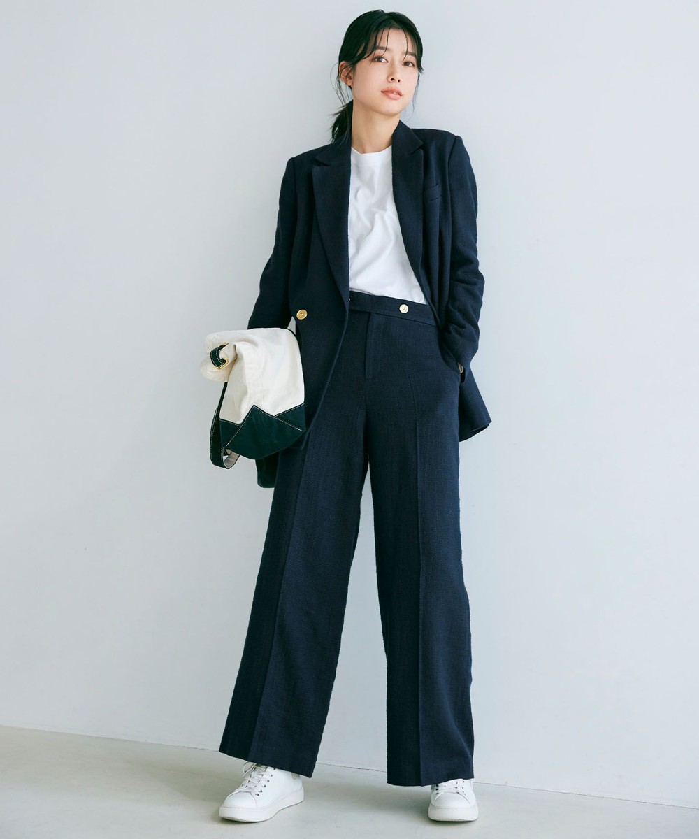 【オンワード】 自由区 L(大きいサイズ)>パンツ 【セット可】ラミーブッチャー パンツ ネイビー 44 レディース 【オンワード】 自由区 L(大きいサイズ)>パンツ 【セット可】ラミーブッチャー パンツ ネイビー 44 レディース