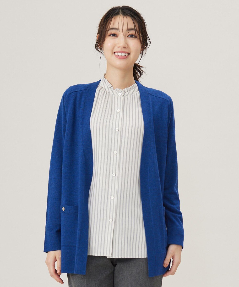 【オンワード】 J.PRESS LADIES>トップス 【着丈が選べる・洗える】KNIT BASIC ロングカーディガン トップブルー M レディース