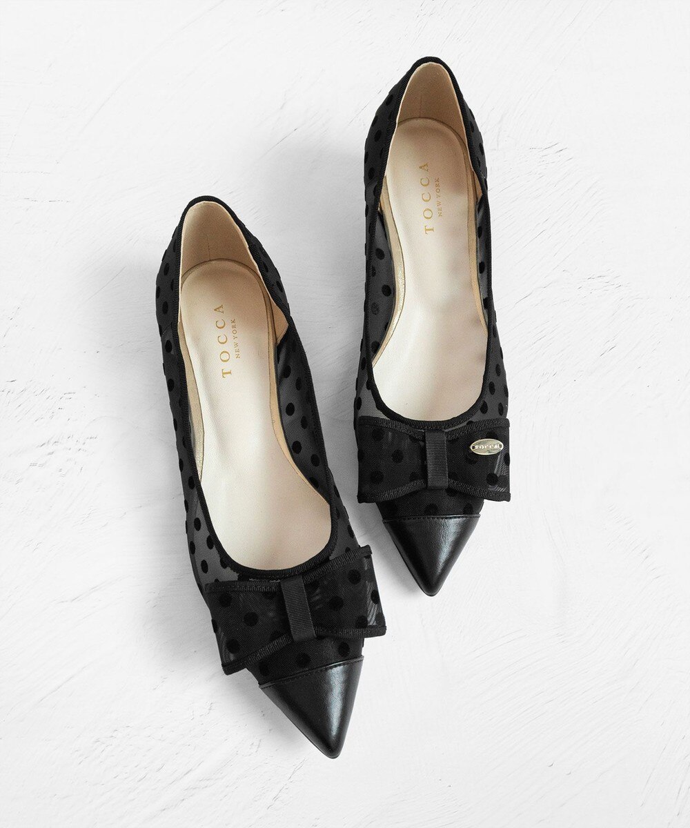 【オンワード】 TOCCA>シューズ RIBBON FLAT SHEER PUMPS パンプス ブラック 36 レディース