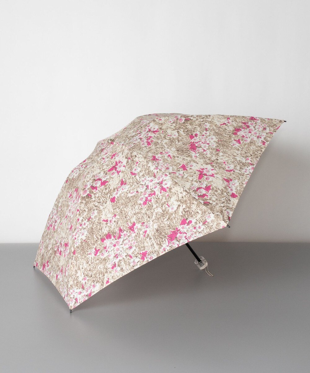 AURORA>ファッション雑貨 JILL STUART ジル スチュアート アブストラクトフラワー柄 雨傘（クイックオープン折り畳みミニ傘） ピンクｘベージュ FREE レディース