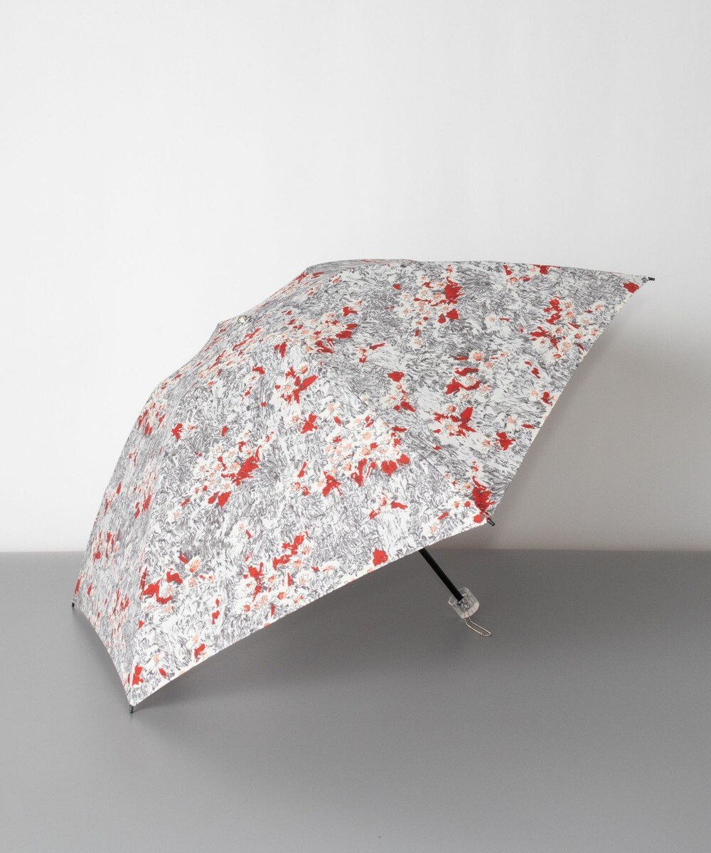 ＜オンワード＞AURORA>ファッション雑貨 JILL STUART ジル スチュアート アブストラクトフラワー柄 雨傘（クイックオープン折り畳みミニ傘） レッドｘミディアムグレー FREE レディース画像
