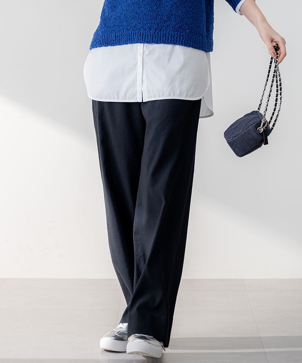 【オンワード】 23区>パンツ 【Oggi5月号掲載/洗える】リネンレーヨンストレッチ ワイド パンツ ネイビー 42 レディース 【オンワード】 23区>パンツ 【Oggi5月号掲載/洗える】リネンレーヨンストレッチ ワイド パンツ ネイビー 42 レディース