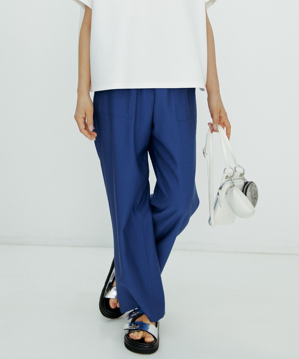 【オンワード】 ICB>パンツ 【洗える】ワッシャーツイル ワイドストレートパンツ ラピスラズリ 4 レディース 【オンワード】 ICB>パンツ 【洗える】ワッシャーツイル ワイドストレートパンツ ラピスラズリ 4 レディース