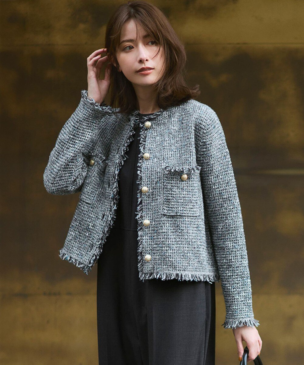 楽天市場】ニットジャケット ブルーの通販