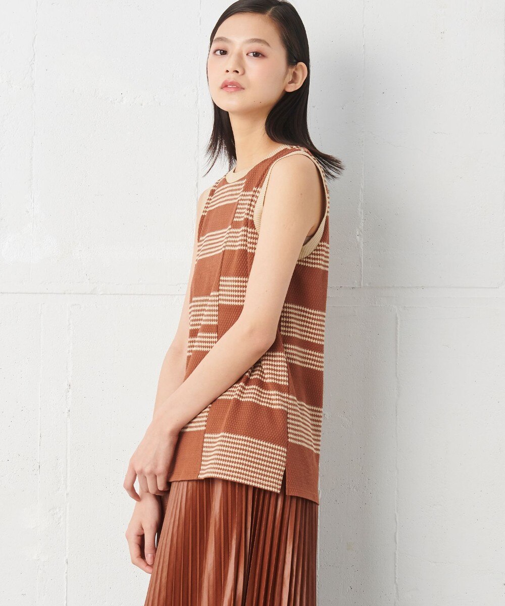 【オンワード】 JOSEPH STUDIO>トップス 【洗える】ジャカードジャージ ノースリーブTシャツ ブラウン M レディース 【送料無料】