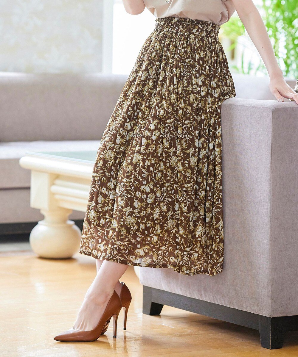 【洗える】大人上品なシフォンジョーゼットケシプリーツスカート