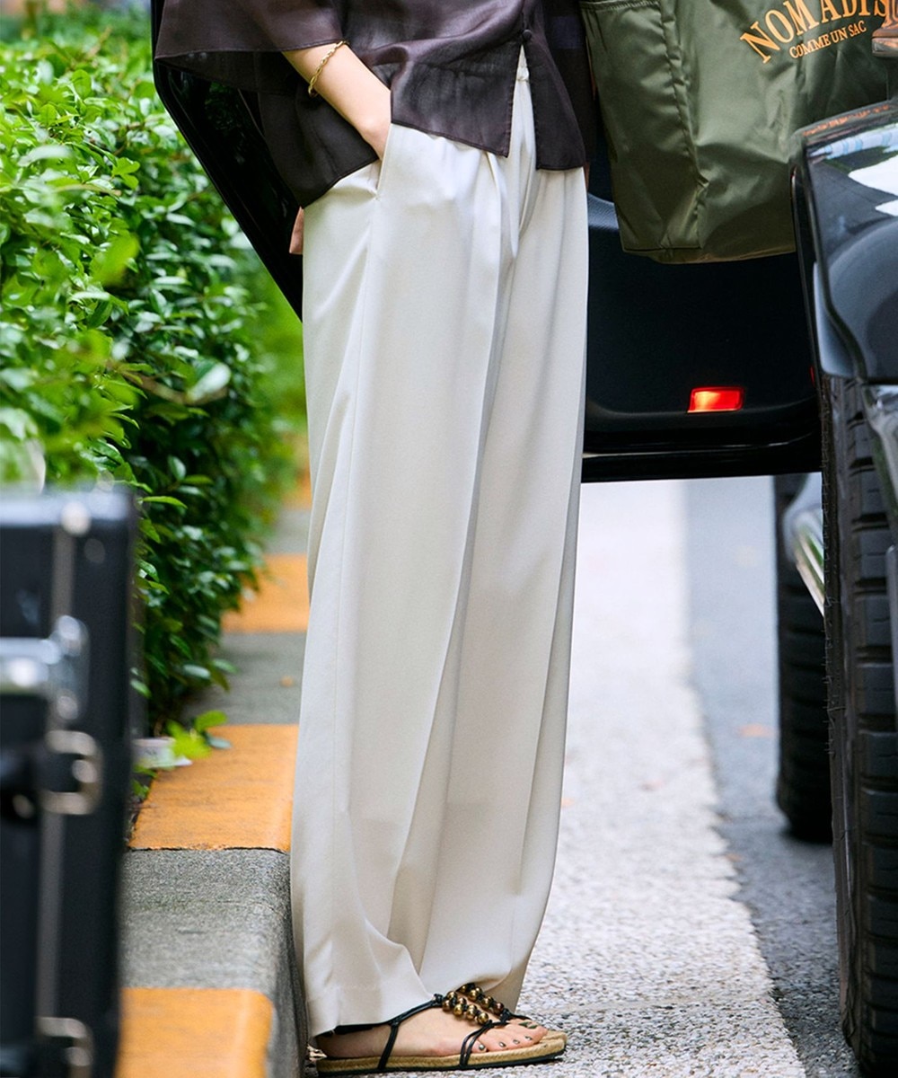 【オンワード】 23区>パンツ 【接触冷感/UVカット/吸水速乾】ストレッチジョーゼット ワイド パンツ ベージュ 36 レディース 【オンワード】 23区>パンツ 【接触冷感/UVカット/吸水速乾】ストレッチジョーゼット ワイド パンツ ベージュ 36 レディース