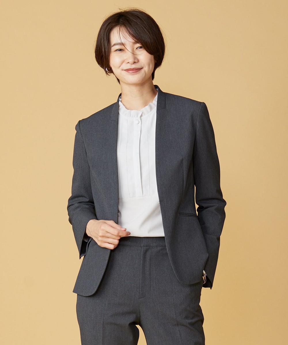 【オンワード】 J.PRESS LADIES>ジャケット/アウター 【洗える】アルガンシルク ノーカラー ジャケット グレー 9 レディース 【オンワード】 J.PRESS LADIES>ジャケット/アウター 【洗える】アルガンシルク ノーカラー ジャケット グレー 9 レディース