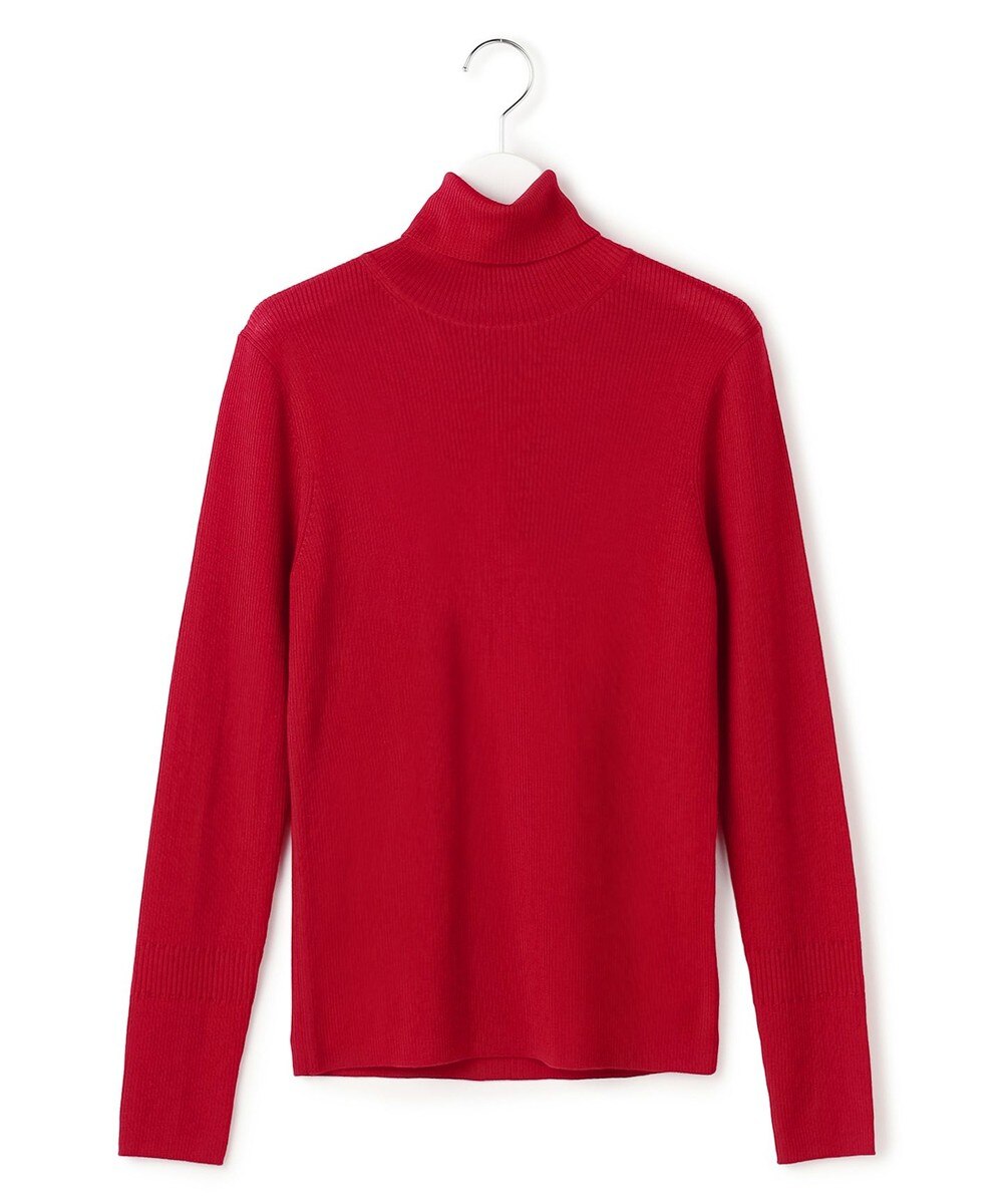【オンワード】 ICB>トップス 【新色追加・洗える】エクストラファインメリノリブ タートルネックプルオーバー ディープレッド XS レディース