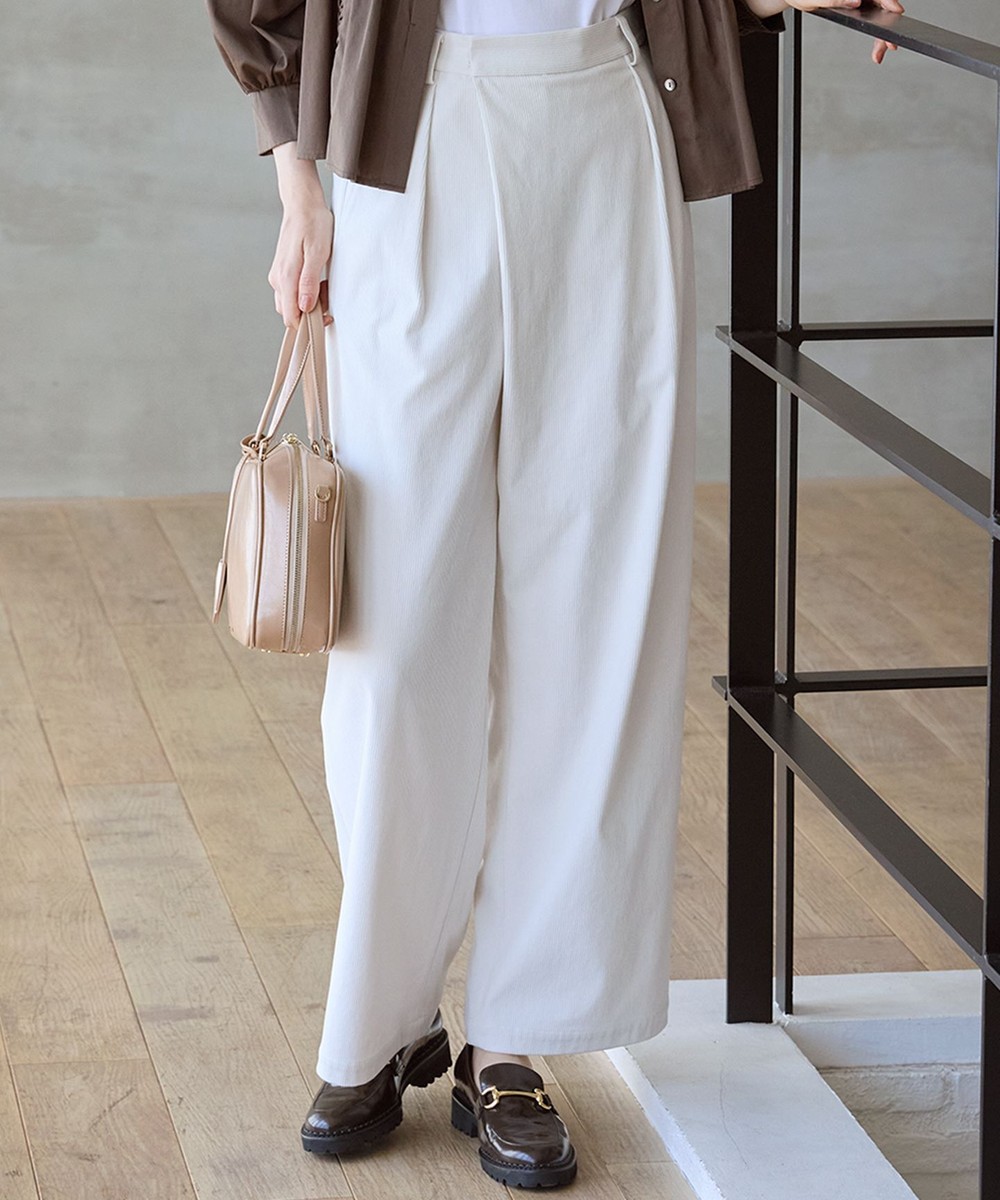 【オンワード】 23区>パンツ 【SLOW/一部店舗限定】ソフトコーデュロイ ワイドパンツ アイボリー 36 レディース 【オンワード】 23区>パンツ 【SLOW/一部店舗限定】ソフトコーデュロイ ワイドパンツ アイボリー 36 レディース