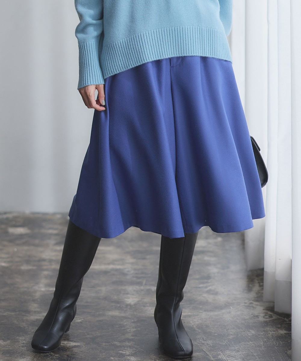 【オンワード】 組曲>パンツ 【WEB一部店舗限定】ウールジョーゼット キュロットパンツ ブルー 2 レディース 【オンワード】 組曲>パンツ 【WEB一部店舗限定】ウールジョーゼット キュロットパンツ ブルー 2 レディース