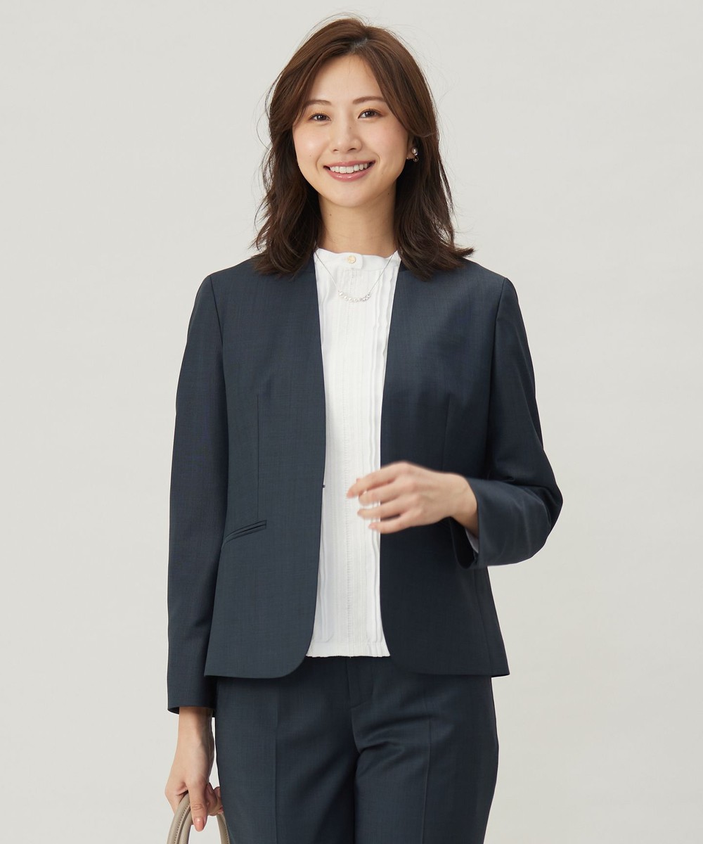 【オンワード】 J.PRESS LADIES>ジャケット/アウター 【セットアップ対応】BAHARIYE1 ノーカラー ジャケット ネイビーピンヘッド 7 レディース 【オンワード】 J.PRESS LADIES>ジャケット/アウター 【セットアップ対応】BAHARIYE1 ノーカラー ジャケット ネイビーピンヘッド 7 レディース