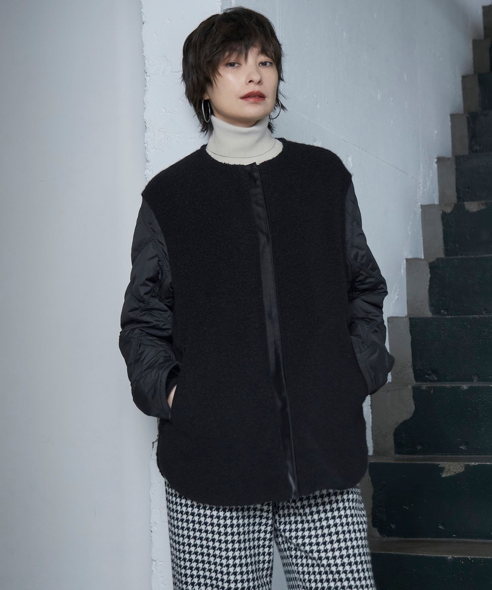 【オンワード】 ICB>ジャケット/アウター 【リバーシブル着用可能】 ラミネートパイルキルト ミドル丈コート ブラック 0 レディース 【オンワード】 ICB>ジャケット/アウター 【リバーシブル着用可能】 ラミネートパイルキルト ミドル丈コート ブラック 0 レディース