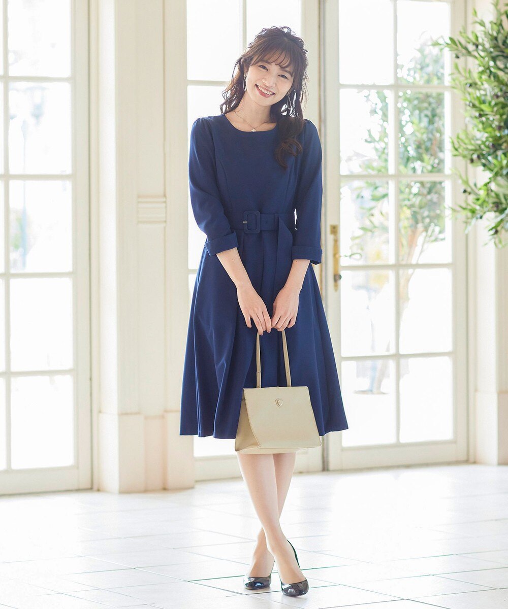 【洗える】大人上品なアシンメトリータックワンピース