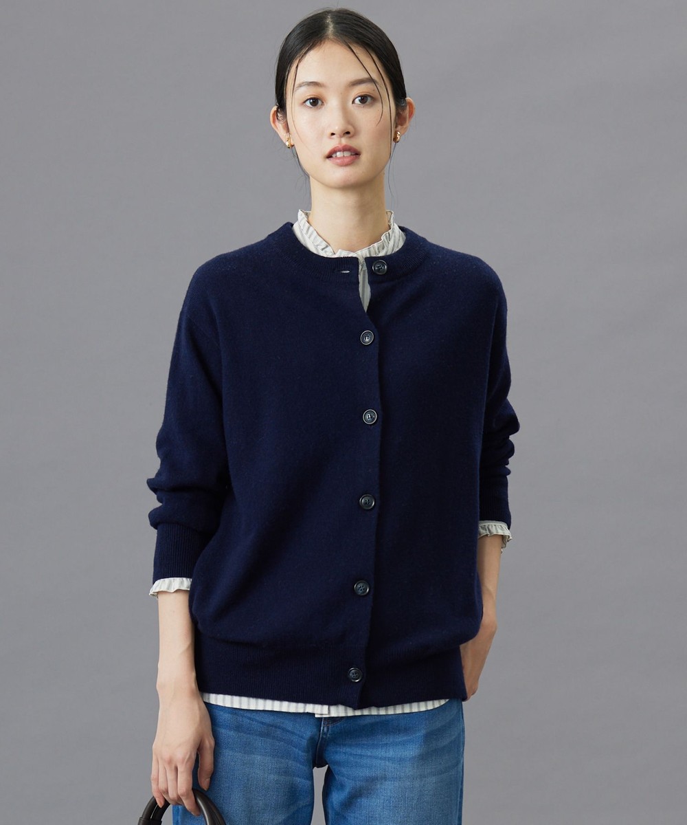 【オンワード】 J.PRESS LADIES S（小さいサイズ）>トップス 【洗える】CASHMERE BLEND クルーネックカーディガン ネイビー S レディース