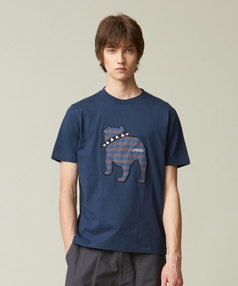 【オンワード】 J.PRESS MEN>トップス 【UNISEX】ファブリックワッペン バックブルTシャツ ダルブルー XL メンズ