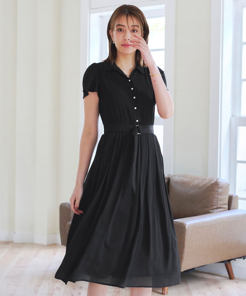 【洗える】シアー楊柳シャツワンピース