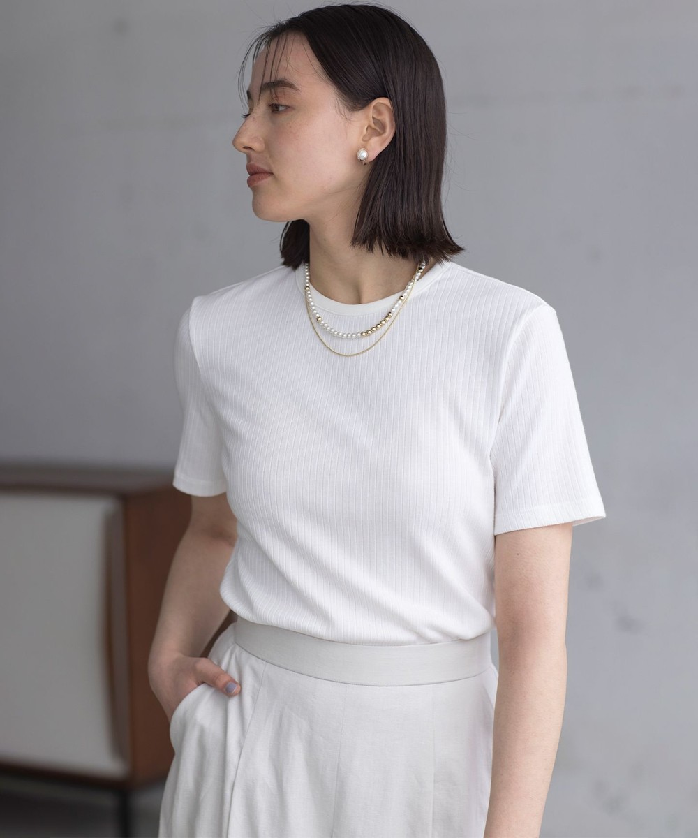 【オンワード】 組曲>トップス ベーシックリブ Tシャツ アイボリー 3 レディース 【オンワード】 組曲>トップス ベーシックリブ Tシャツ アイボリー 3 レディース