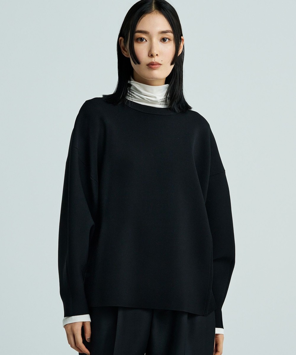 【オンワード】 uncrave>トップス 【洗える】スムースニット スウェット風プルオーバー(uncrave WHITE) ブラック 1 レディース 【オンワード】 uncrave>トップス 【洗える】スムースニット スウェット風プルオーバー(uncrave WHITE) ブラック 1 レディース