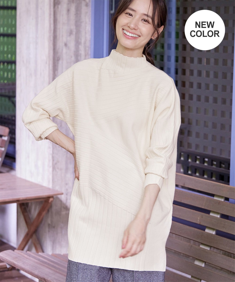 【新色追加・洗える】ランダムリブ編みドルマンニットチュニック
