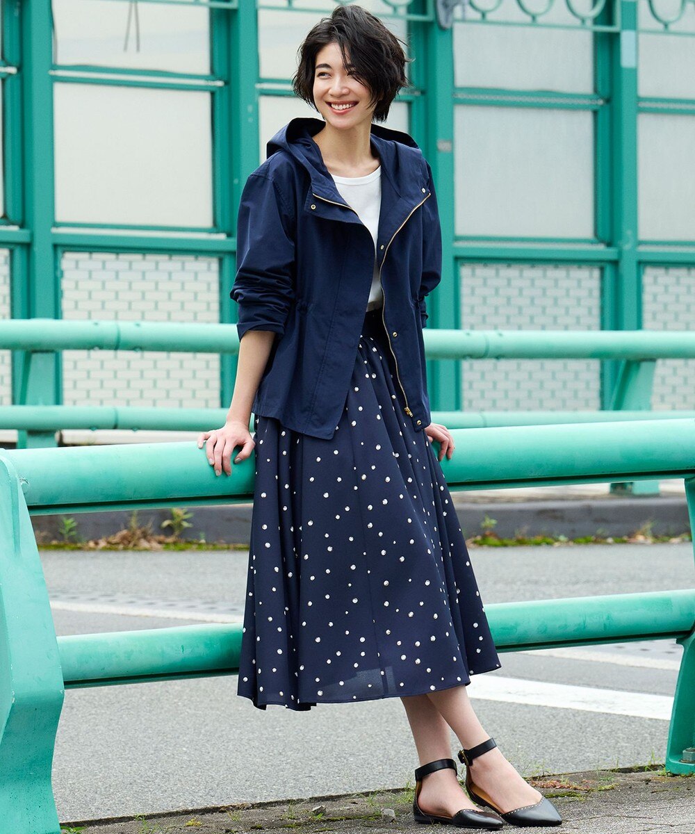 【オンワード】 組曲 L>スカート 【洗える】パールドットプリント フレアスカート(KG29) ネイビー 5 レディース 【送料無料】