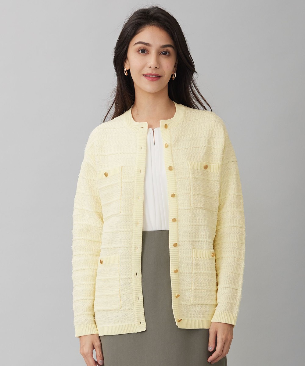 【オンワード】 自由区>トップス 【WEB限定カラーあり・洗える】テクスチャーコットンブレンドニット アウター ライトイエロー 38 レディース 【オンワード】 自由区>トップス 【WEB限定カラーあり・洗える】テクスチャーコットンブレンドニット アウター ライトイエロー 38 レディース